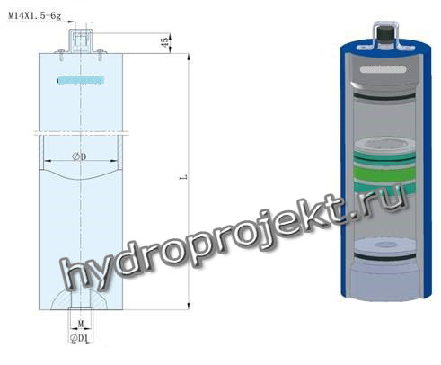 Пневмогидроаккумулятор поршневой HXQ (тип АРХ) - рисунок 3